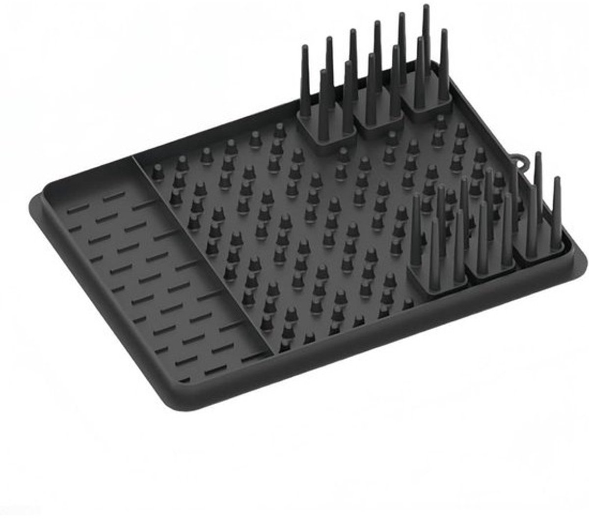 Afwasdroogrek met houder - Keuken organizer - Keuken opruimen - Afneembare bestekhouder - 412 x 30 cm - Zwart Grijs