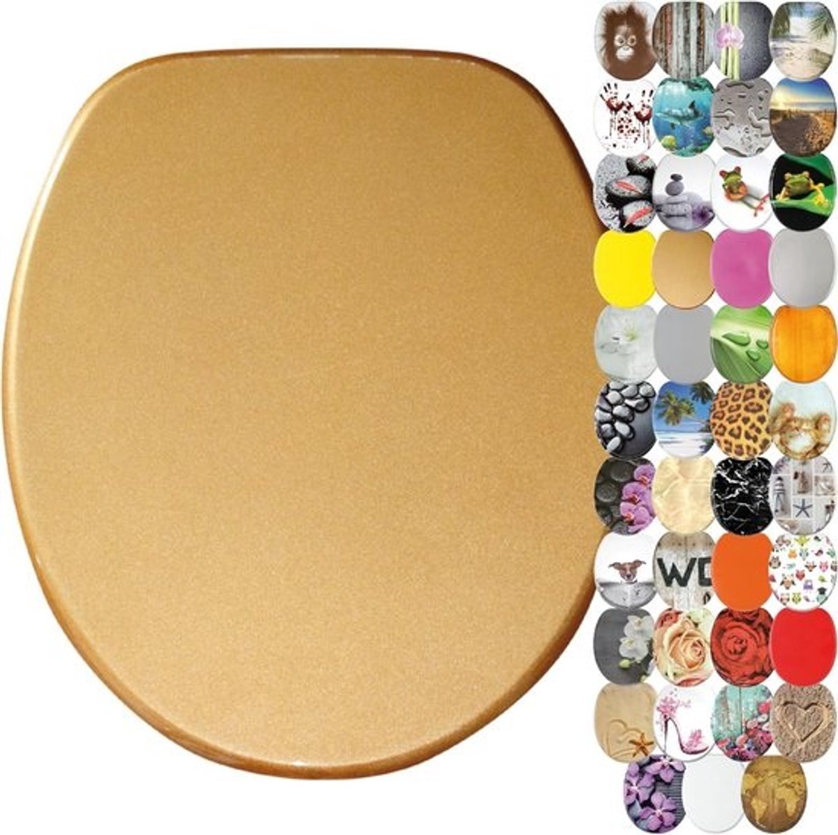 Toiletbril Hout - Toiletdeksel Universeel - Badkamer Inrichting - Stabiele Kwaliteit - 47 x 377 cm - Goud