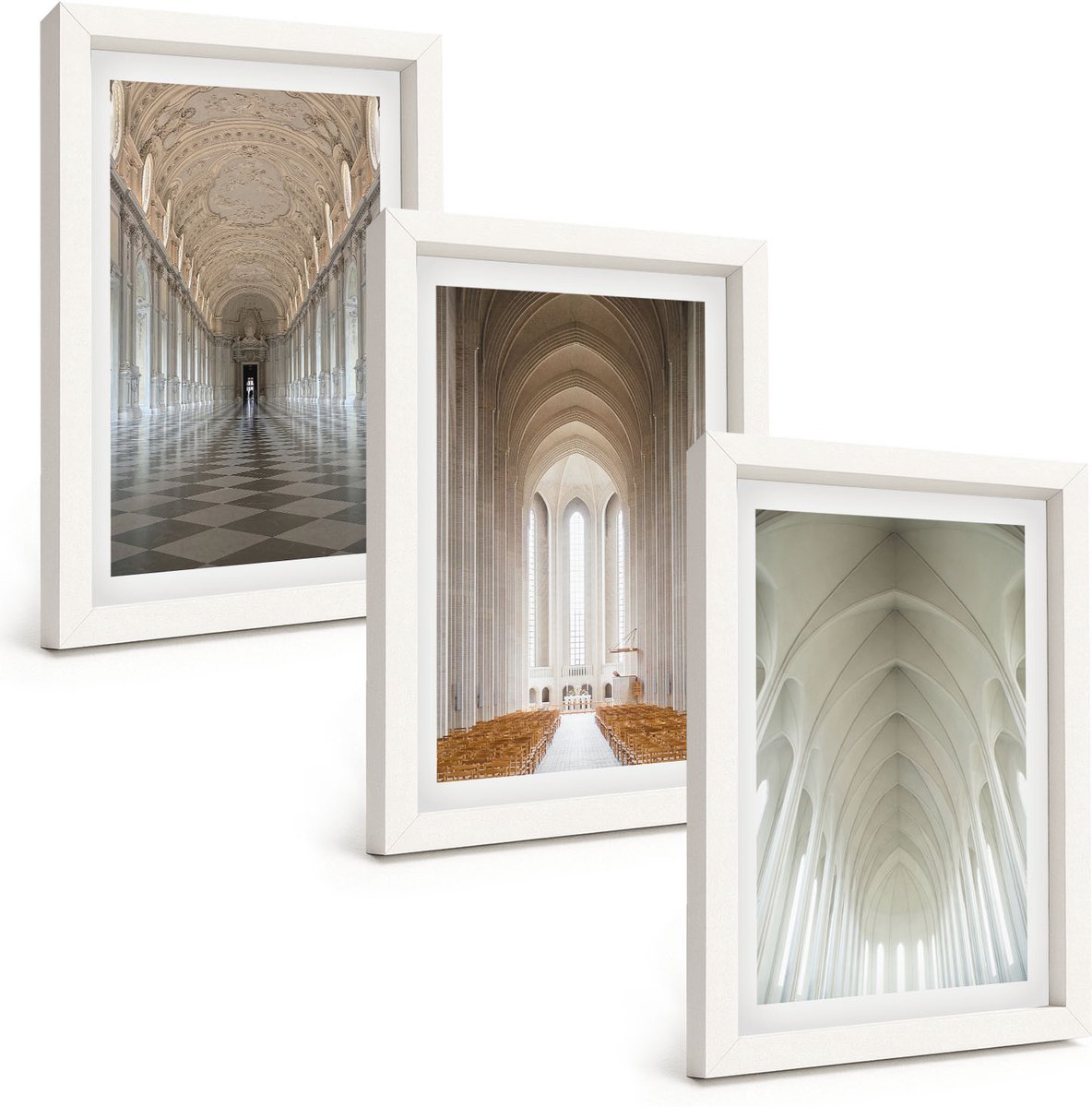 Wallfluent 3-Delige Schilderij Set - Interieurs Van Historische Gebouwen En Kathedralen - 20 x 30 - Wanddecoratie - Muurdecoratie - Woonkamer - Stijlvolle Muurdecoratie