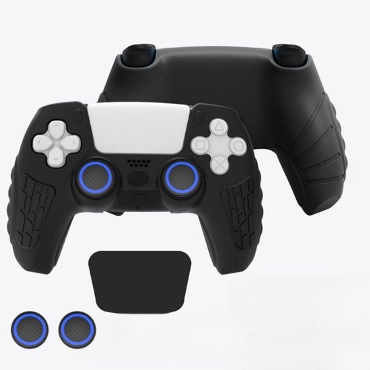 Siliconen Grip Cover Case voor PS5 Controller met Joystick Beschermers en Anti-Slip Huid - Zwart