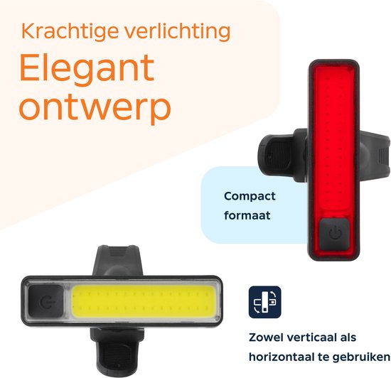 AXA Niteline Slim fietsverlichting set - Oplaadbare LED fietsverlichting voor- en achterlicht - USB C - Slank ontwerp voor stadsgebruik — afbeelding 5