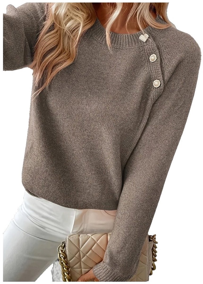 Currero Sweater Dames Sweaters Sweatshirt Hoodie Warme Trui Pullover Jumper Crewneck Vest Sepia