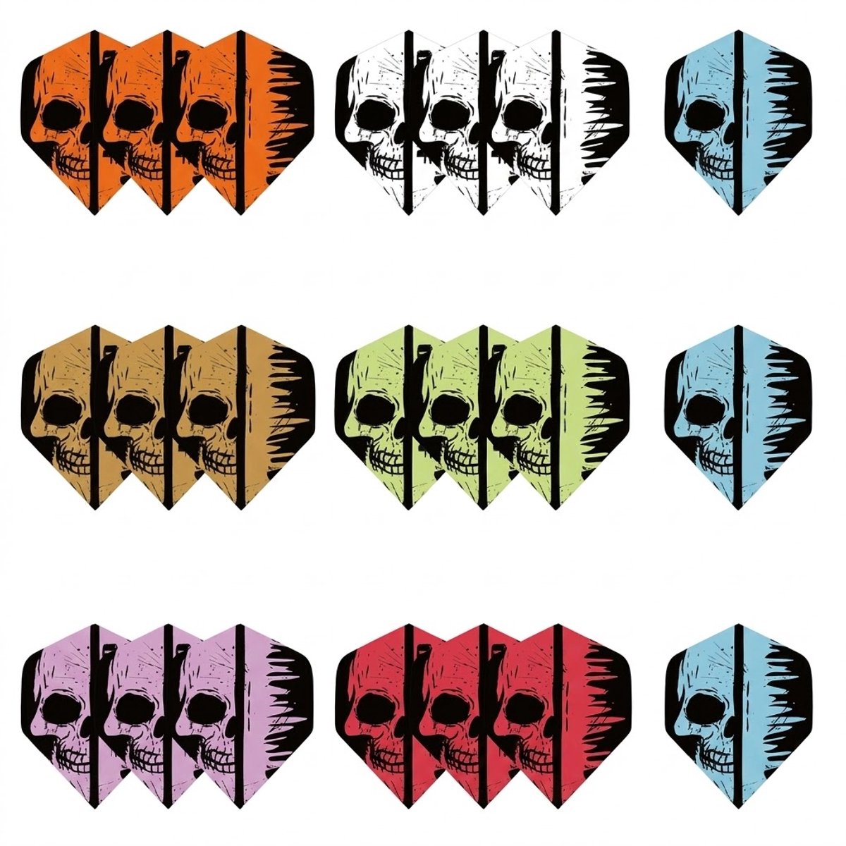 Multicolor dart flights set unisex schedel design 21 stuks dart flights flight wings standaard vorm kunststof PET
