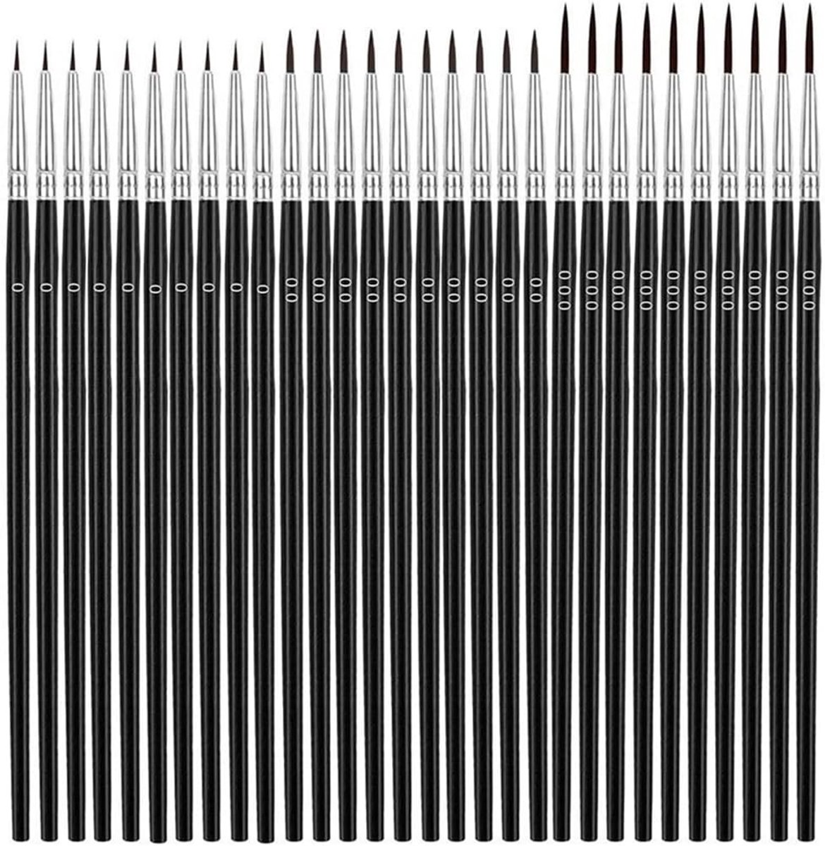 Fijne penselenset met 30 kleine penselen voor acrylverf, modelbouw en detailwerk