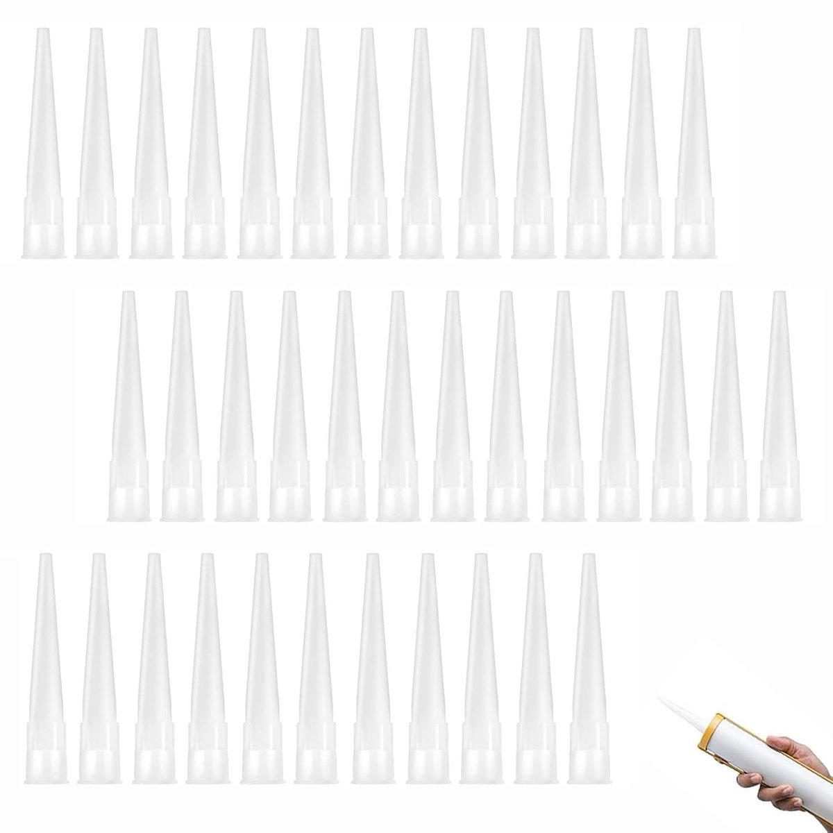 Set van 50 Siliconen Tips, Transparante Nozzles voor Lijm en Kitpistool, Keuken, Huishouden, Gereedschap, Accessoires