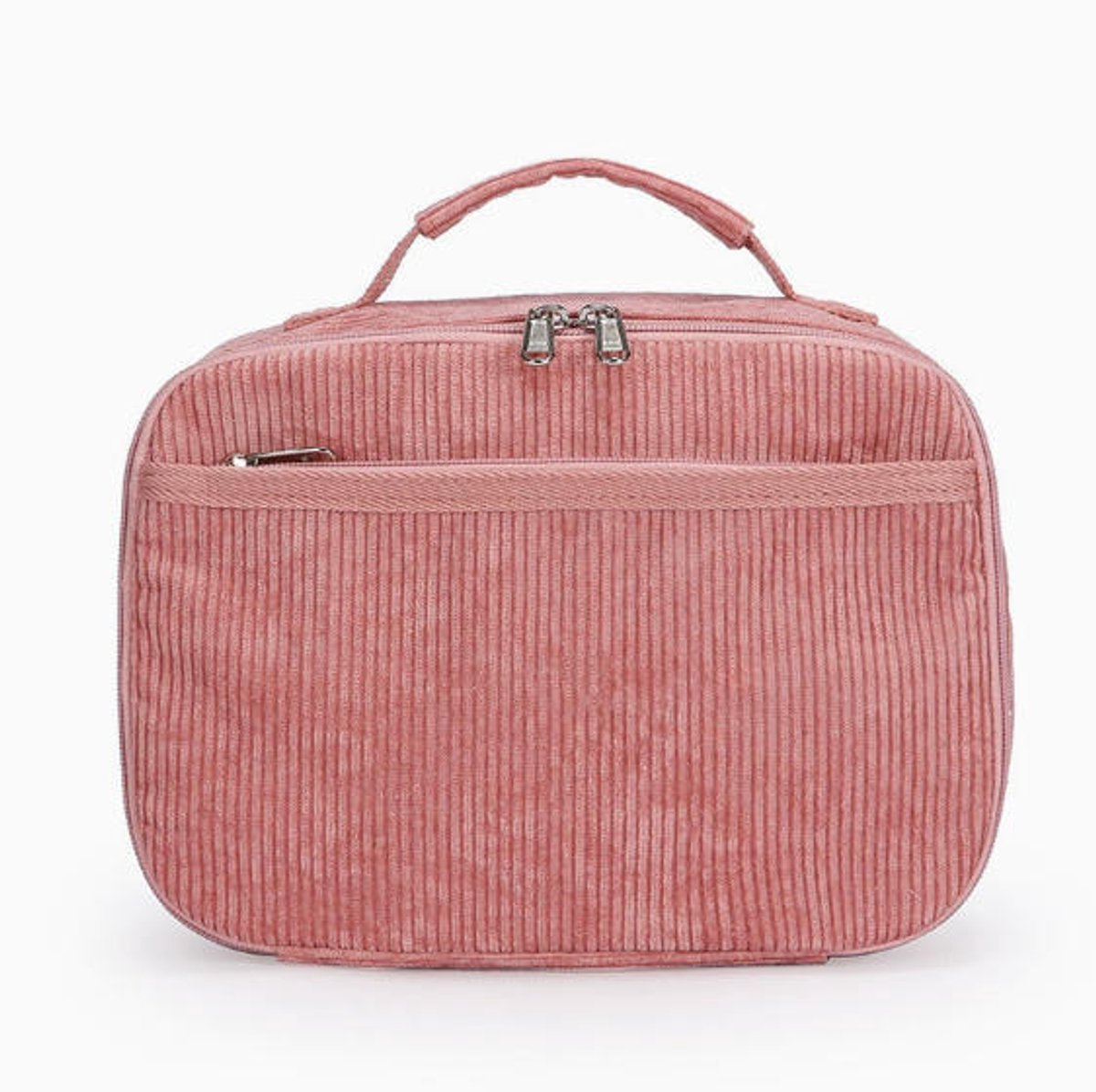 Geïsoleerde lunchtas – gemaakt van corduroy, lekvrij ontwerp, geschikt voor school en op reis-25*18cm，Roze