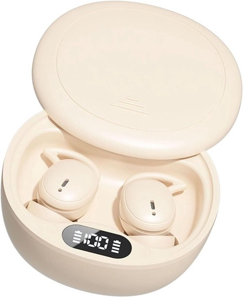 Slaap Oordopjes - Draadloze Koptelefoon - Ruis Blokkeren - Ergonomisch Ontwerp - Compact Etui - Beige