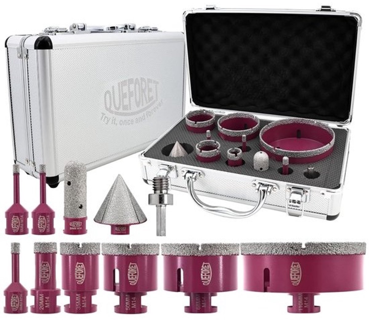 Diamant tegelboor set - Boren en frezen - Precisie boren - 11 delig multifunctioneel - 6-110mm M14