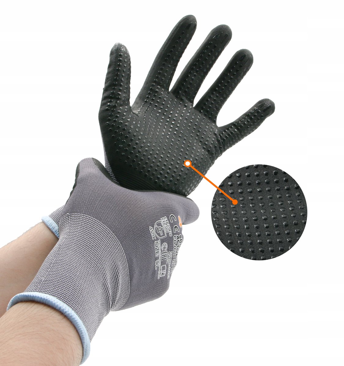 Werkhandschoenen-Veiligheidshandschoenen-Montagehandschoenen -SHIELD ACTIVE DOTS-anti-slip-12 paar maat- 8/M