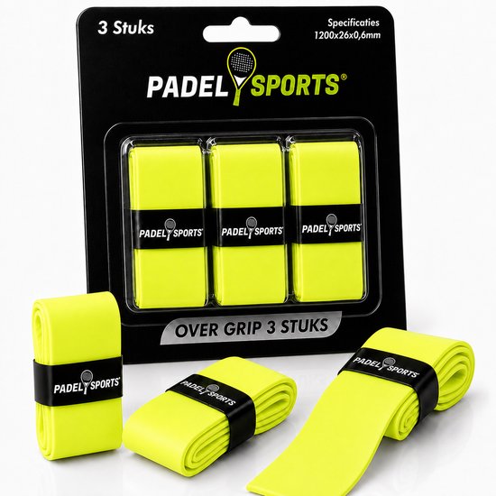 Overgrip - Grip - Griptape - Padel - Overgrip tennis - Overgrip padel - Racketaccessoires - Lichtgeel - 3 stuks - Padel Sports Overgrip - Grip - Griptape - Padel - Overgrip tennis - Overgrip padel - Racketaccessoires - Lichtgeel - 3 stuks - Padel Sports