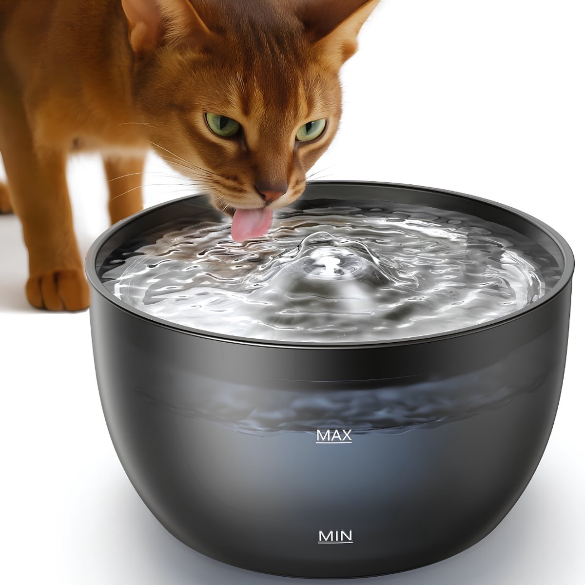 Lìon® Drinkfontijn - Waterfontein - Drinkfontijn Katten - Zwart - 23cm x 23cm x 13cm