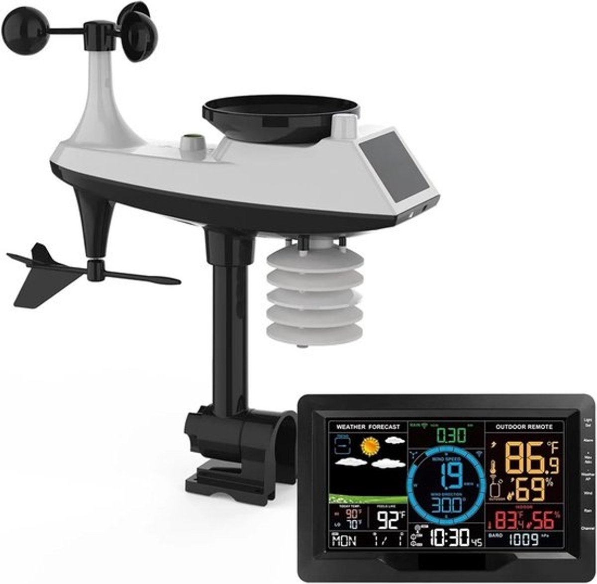 Weerstation Binnen Buiten - Weersvoorspeller Vochtigheid - Weersvoorspelling Thuis - 7.5 Inch LCD Scherm - Max 4 Sensoren