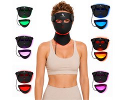 Luxyor RedLight Masker - LED Gezichtsmasker met Nekband - Rood Licht Therapie - Red Light Therapy Mask - Medisch Siliconen - 4 Golflengtes 460 tot 850 nm - Draadloos