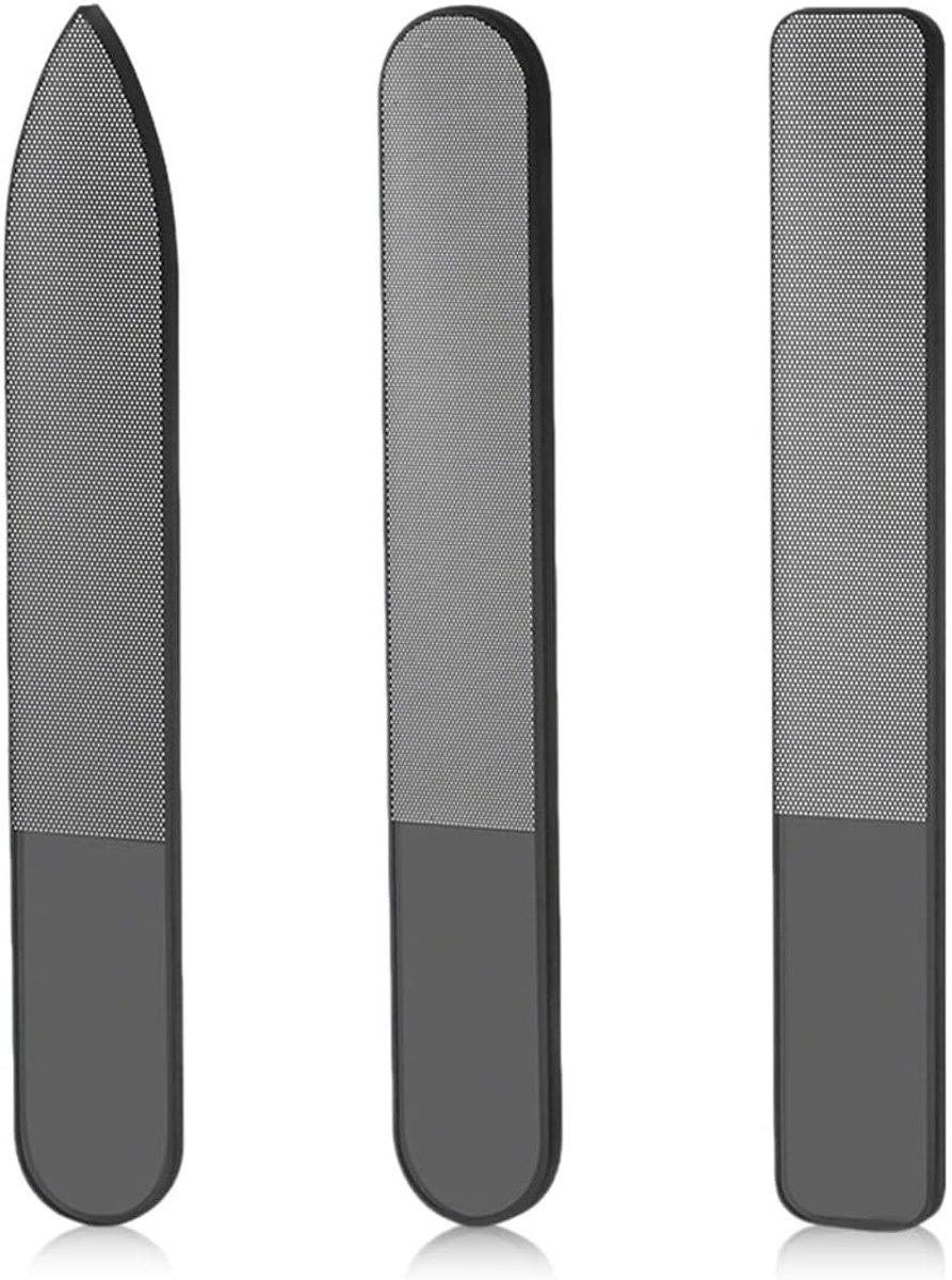 Set van 3 Nano Nagelvijlen met Opbergdoos - Perfect voor Natuurlijke Nagels en Polijsten, Zwart