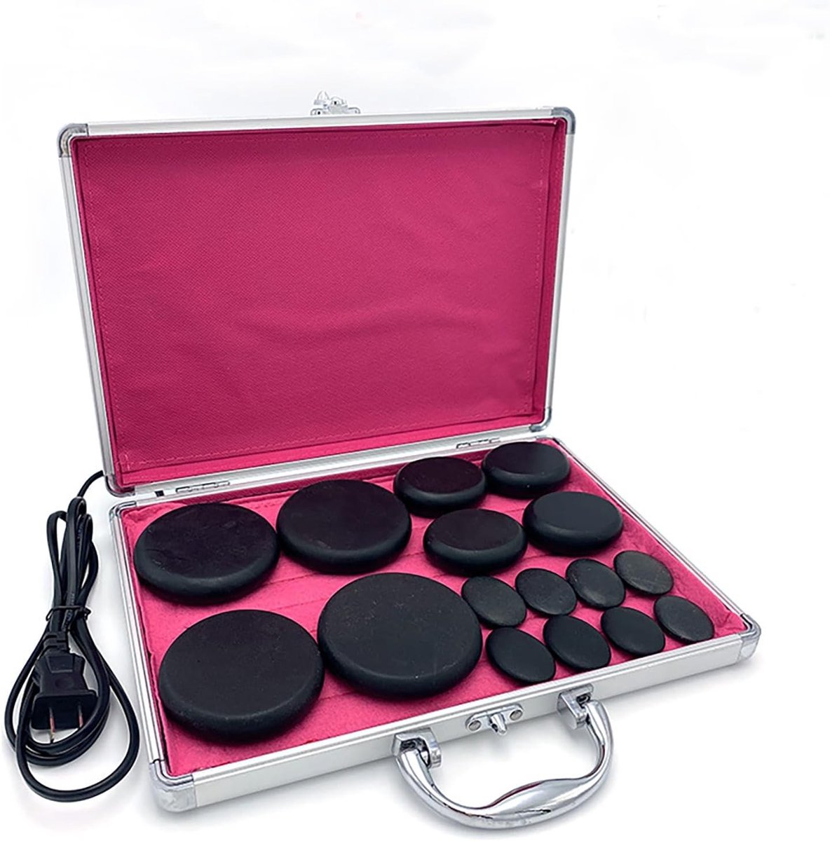 Massage Hot Stones Set met 16 Stenen - Draagbare Massagestenen voor Thuisgebruik, Ideaal voor Spa Therapie en Ontspanning