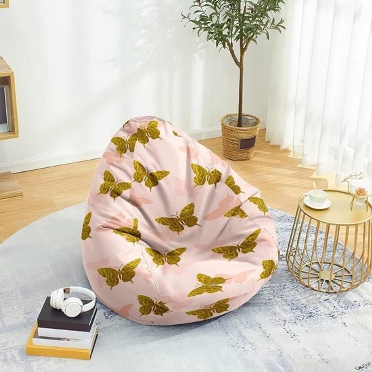 Zitzak Stoelhoes - Beanbag Cover Zitzakhoes - Ontspannen Zitten - Zonder Vulling - 90 x 110 cm - Roze