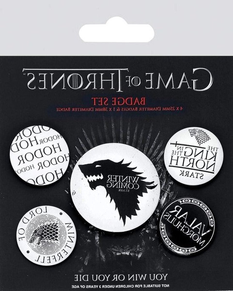 Game of Thrones Badges - Winter is Coming - Verzamelen Accessoires - Officieel Gelicentieerd - 5 stuks - Multicolor