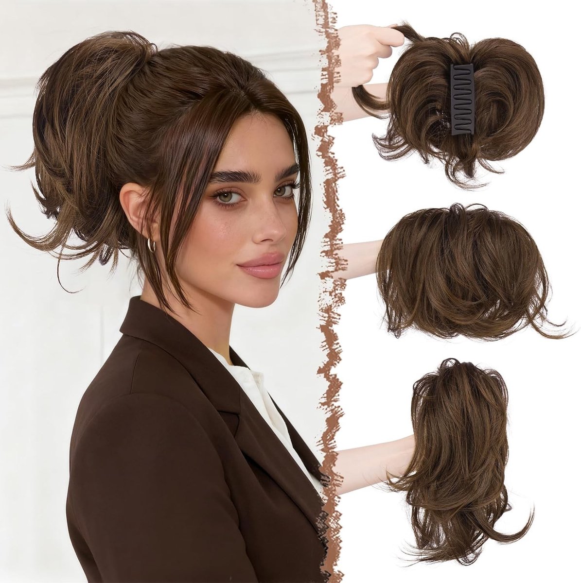 Korte Ponytail met Klamma - Synthetische Haarstukken voor Vrouwen, Perfect voor Casual en Feestelijke Gelegenheden