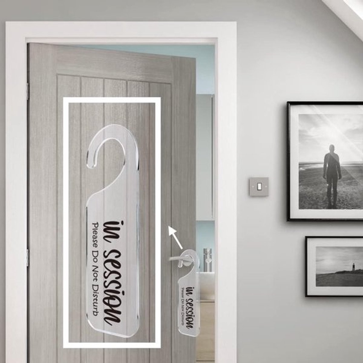 Deurbord Niet Storen - Kantoor Hanger Bord - Rust Bewaren - Dubbelzijdig Gegraveerd - 236x89 cm - Zwart