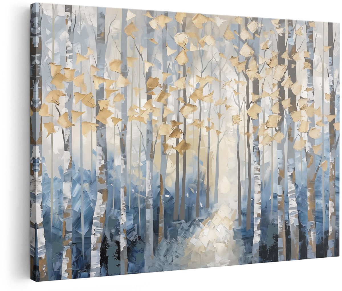 Artaza Canvas Schilderij Berkenbomen in een Bos - 180x120 cm - Groot - Wanddecoratie Woonkamer - Schilderijen - Muurdecoratie