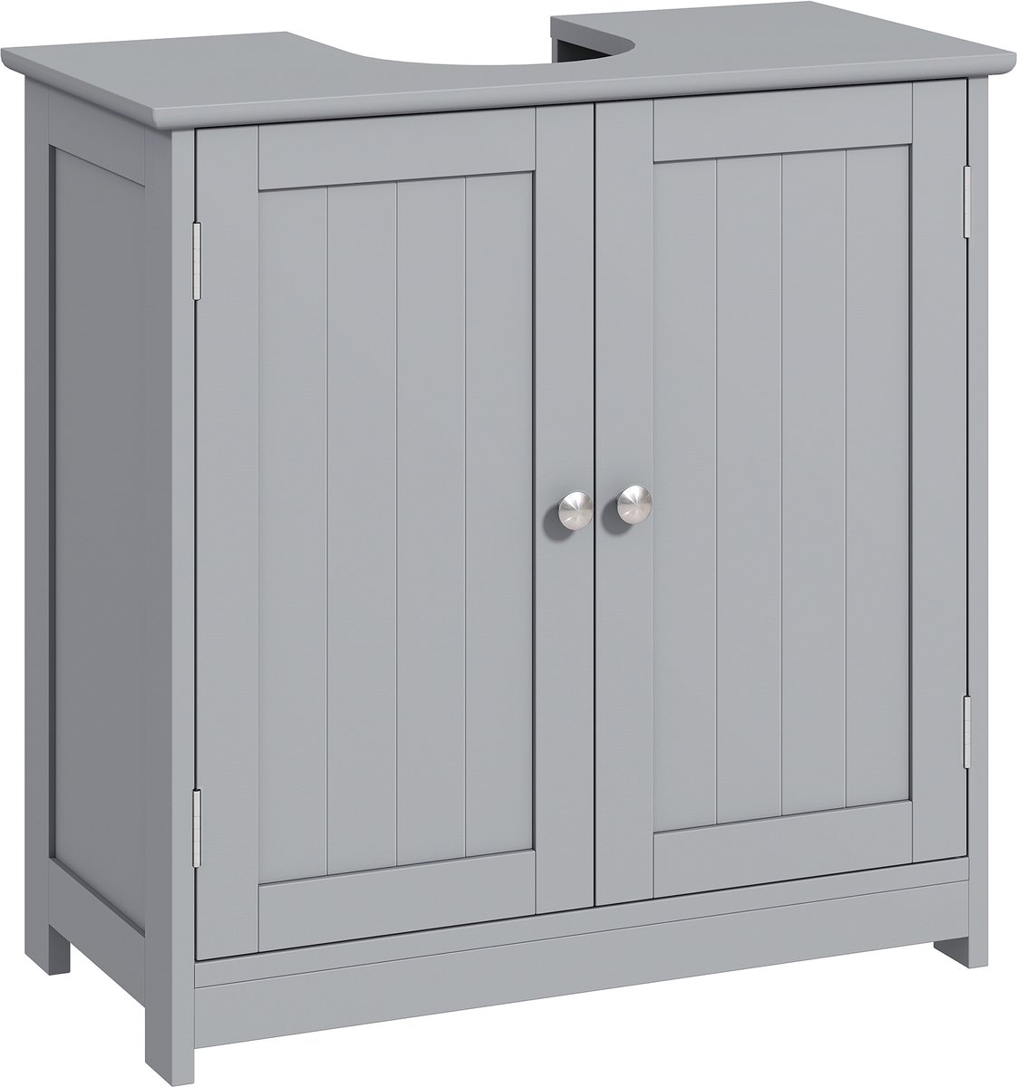 Badkamermeubel - Onderkast voor de wastafel - 2-deurs kast met plank - Afmetingen: 60B x 30D x 60H cm - Grijs hout