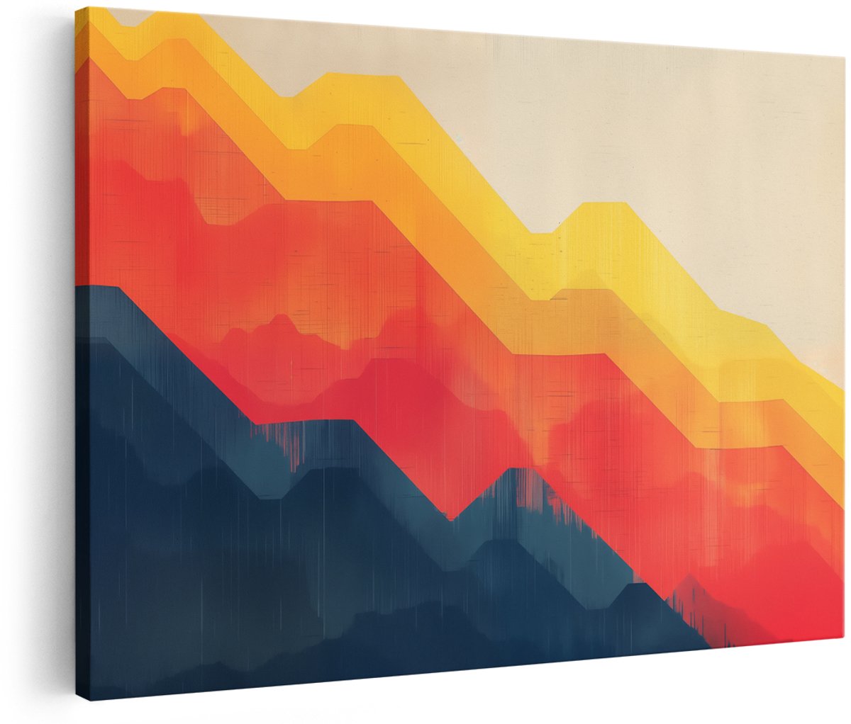 Artaza Canvas Schilderij Abstract Berg - 180x120 cm - Groot - Wanddecoratie Woonkamer - Schilderijen - Muurdecoratie