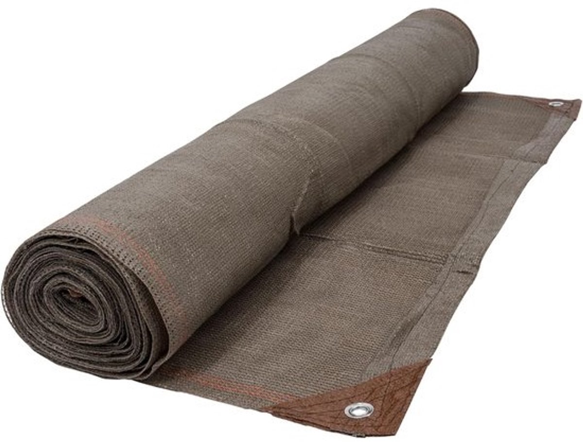 Duurzaam Privacyscherm Taupe Verstevigd Weefsel 1,5 x 10 Meter - Hek Privacydoek