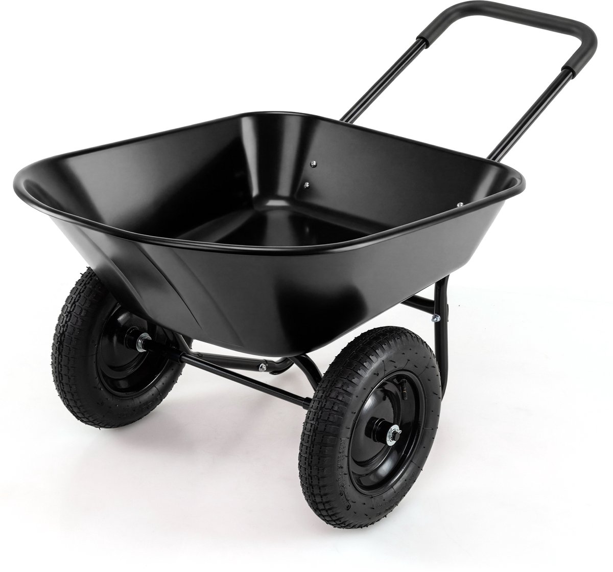 SureDeal® - Tuinier - Kruiwagen - Banden Zware Kar - Stalen - Luchtbanden Laadvermogen Zwart - 145x65x65 cm - Zwart