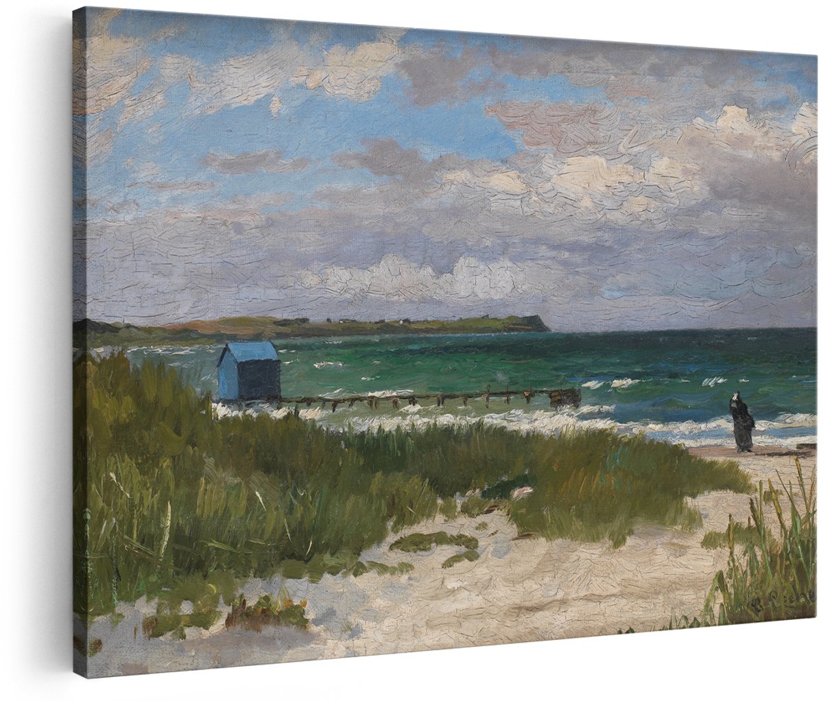 Artaza Canvas Schilderij Strand - 180x120 cm - Groot - Wanddecoratie Zee - Muurdecoratie Landschap - Decoratie Kust Boothuis