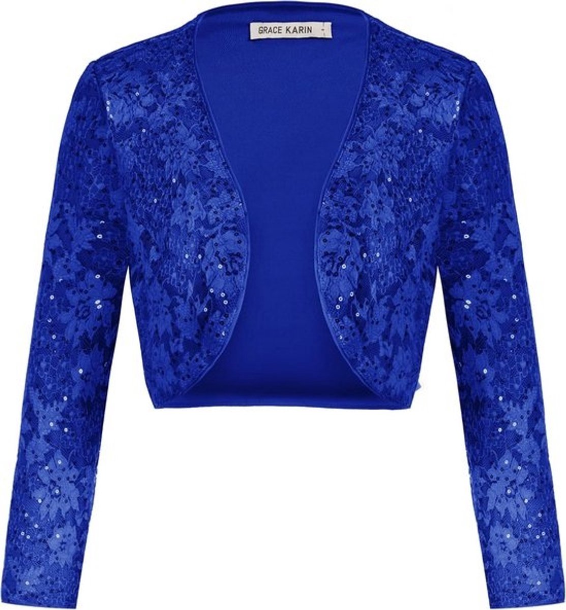 Dames Vest met Glitter Pailletten en Kant Bolero Shrug Lange Mouwen Vintage Stijl