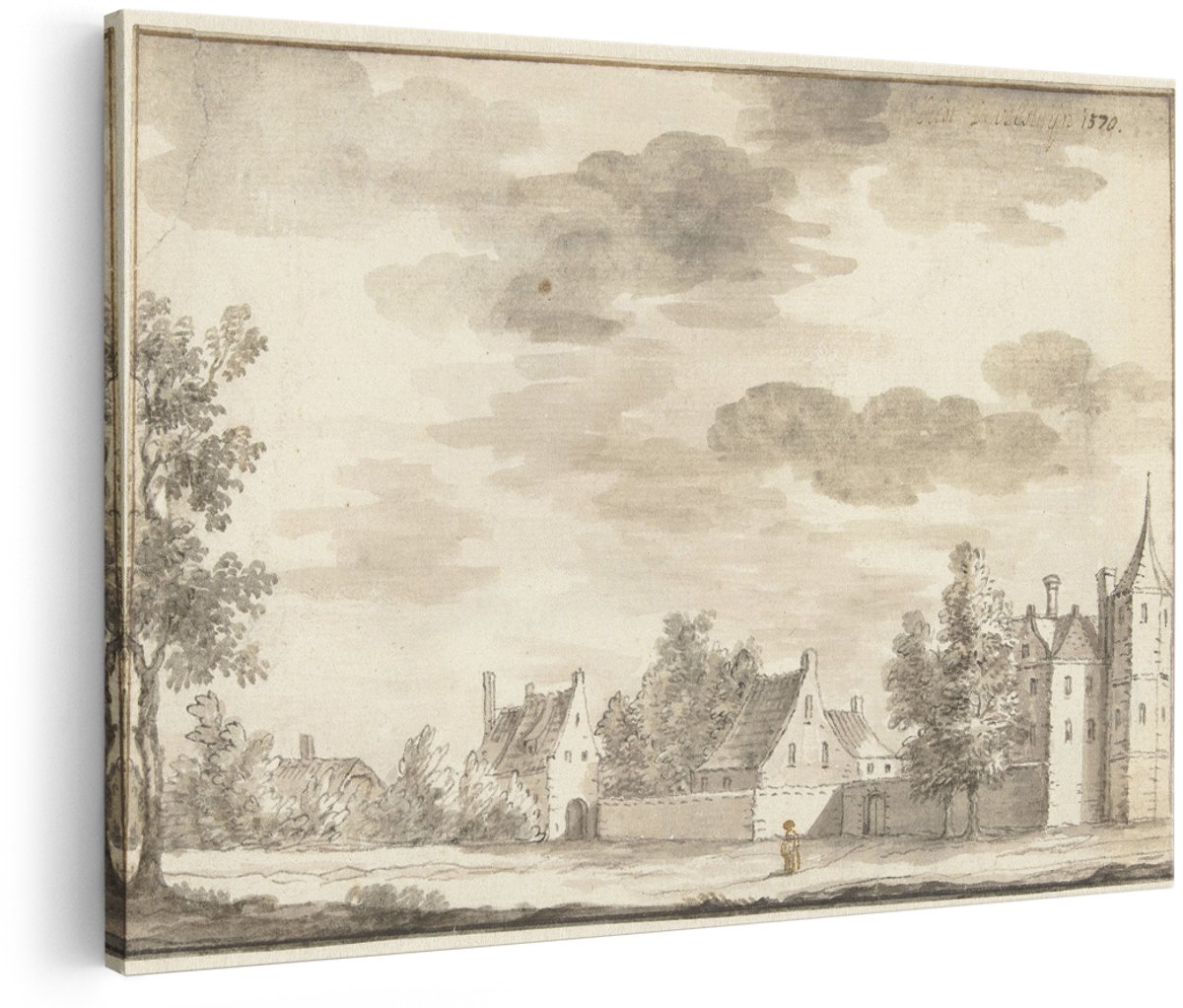 Artaza Canvas Schilderij Kasteel - 180x120 cm - Groot - Wanddecoratie Oude Meesters - Muurdecoratie Vintage Landschap - Decoratie Toren
