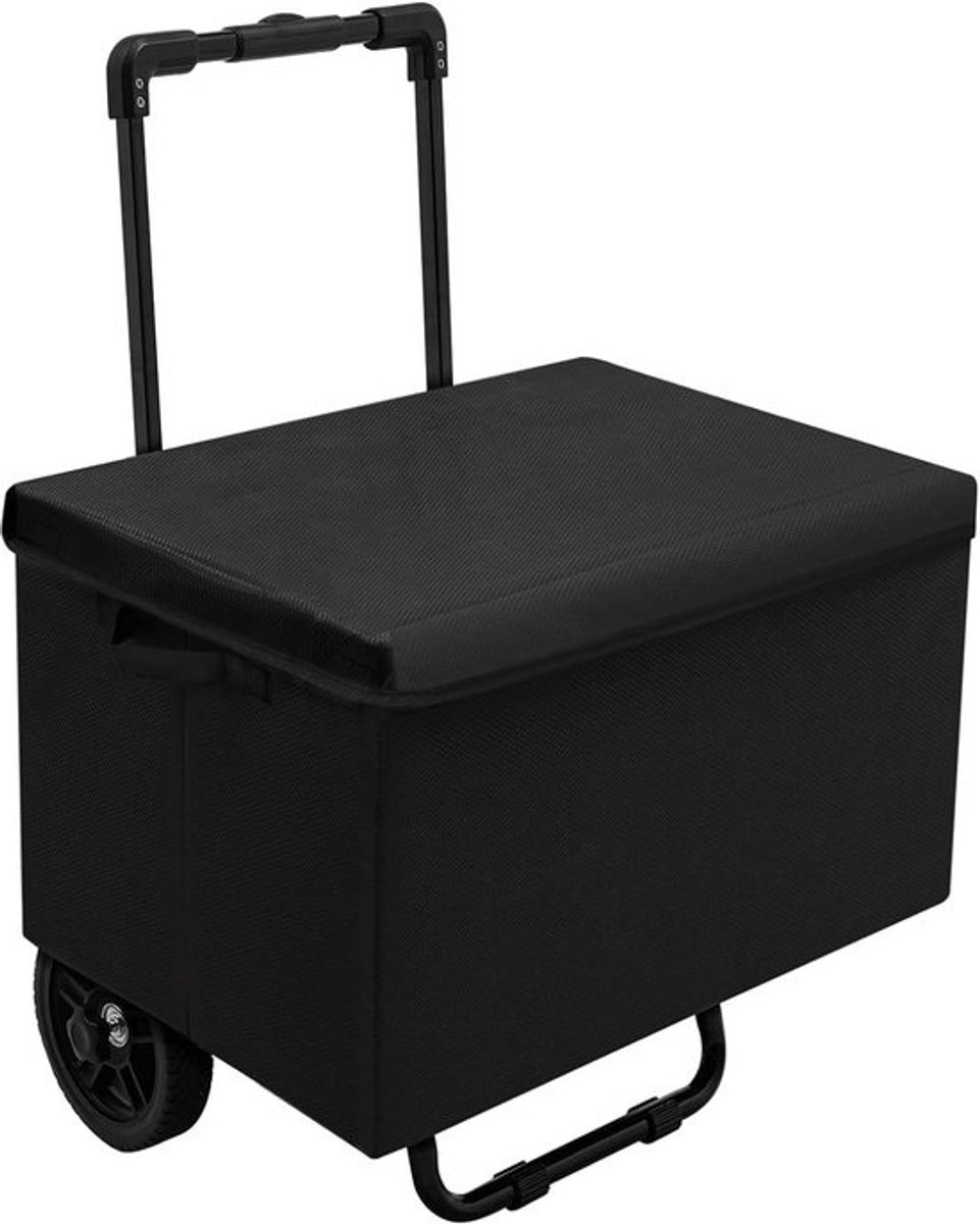 Boodschappentrolley - Winkelwagen met tas - Boodschappen vervoeren - Groot draagvermogen - 64 liter - Zwart