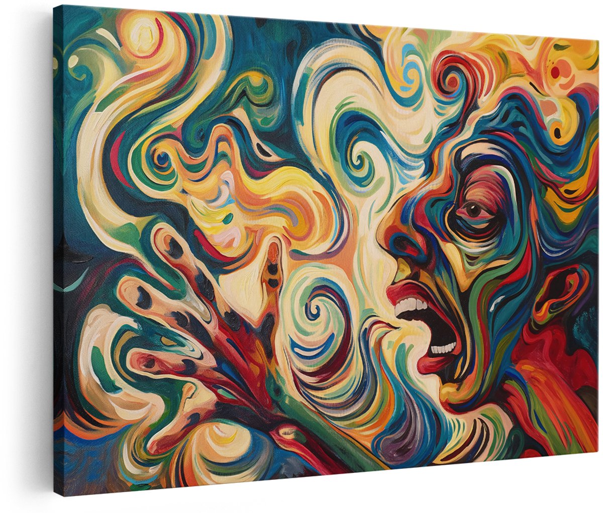Artaza Canvas Schilderij Abstract - 180x120 cm - Groot - Wanddecoratie De Schreeuw - Muurdecoratie Kleurrijk - Decoratie Woonkamer