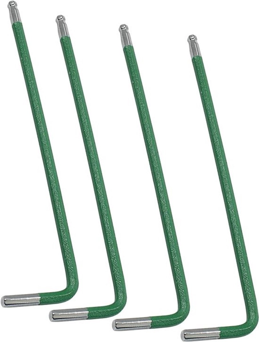 Inbussleutel set - Kogeluiteinde sleutel - Meubels monteren - 25 graden hoek - 25 mm - Groen