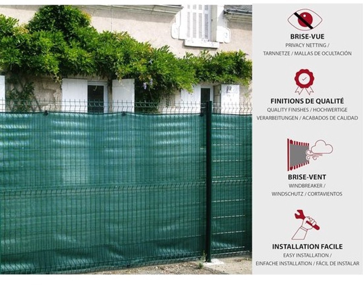 Privacy Scherm Balkon en Tuin 1,8m x 10m - 85% Wind- en Zichtdoek Groen-Zwart
