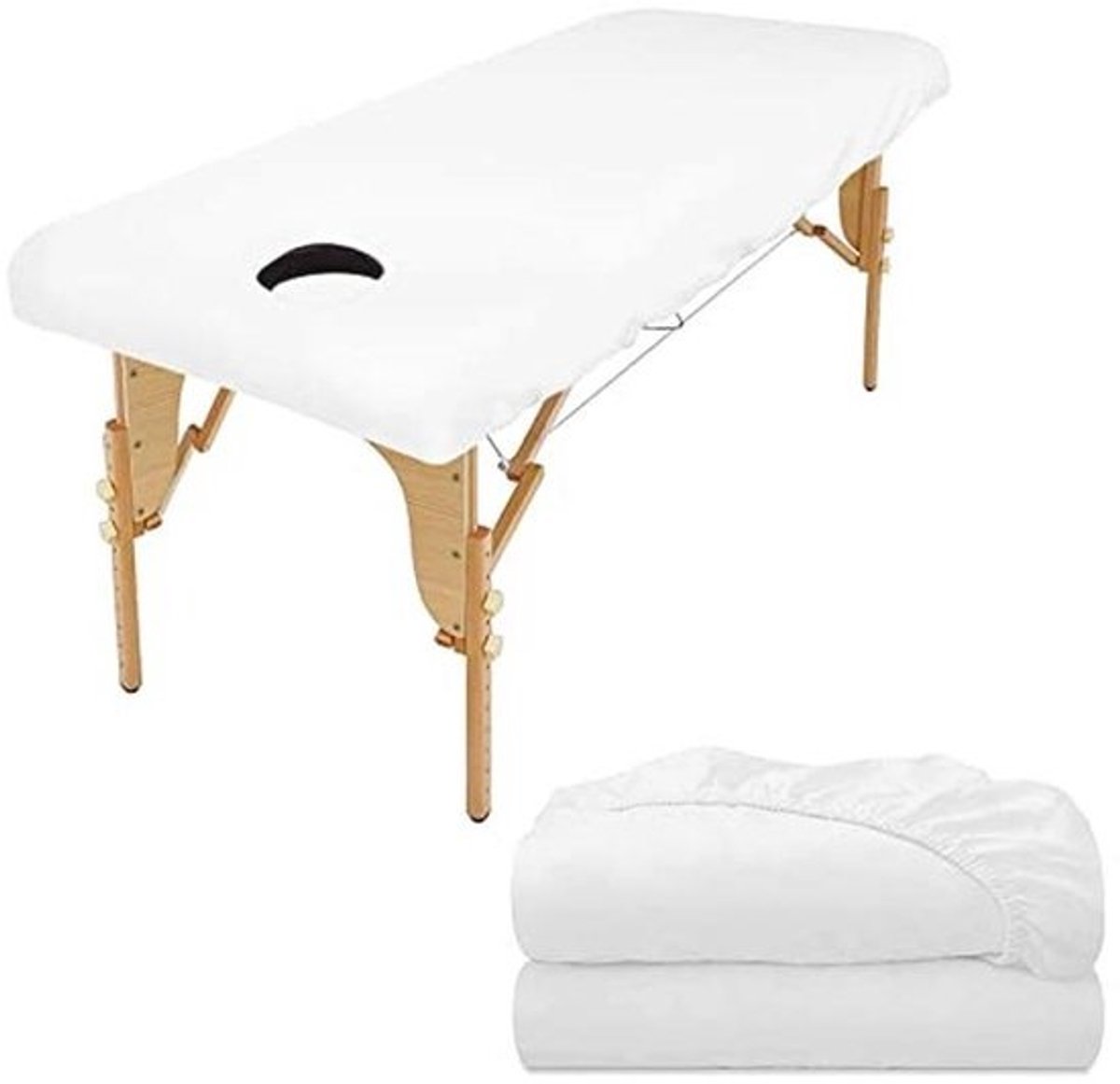 Massagetafelhoes met Gat - 2 Stuks, 80 x 190cm Waterdichte en Wasbare Beschermhoezen voor Massage Bedden
