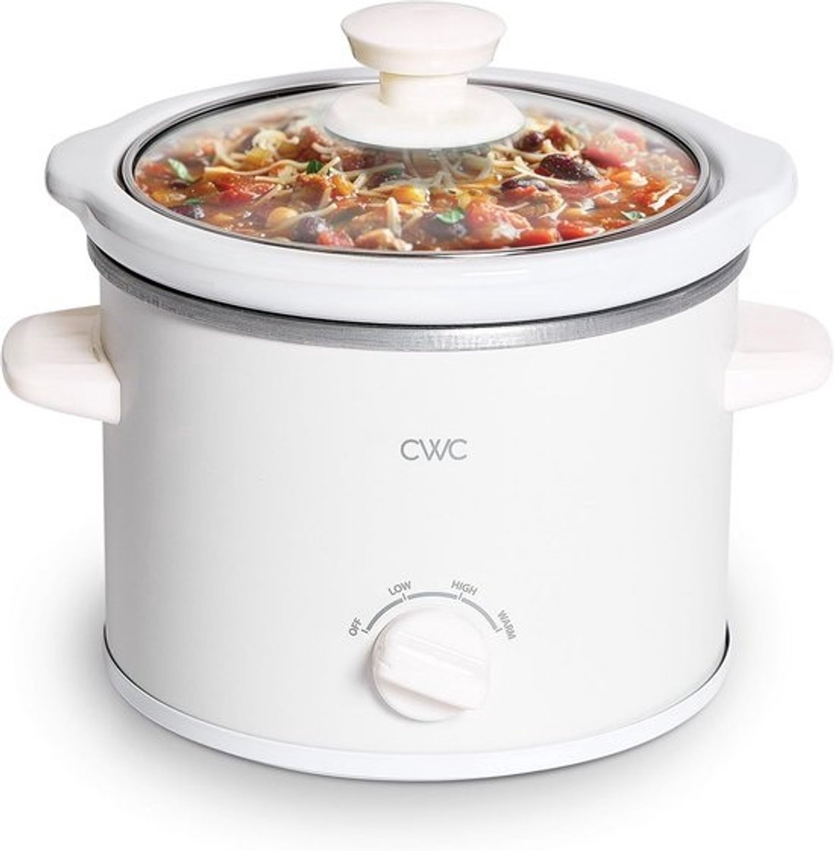 Mini Slowcooker 2L Crème met Verstelbare Warmtestanden - Vaatwasserbestendige Keramische Pan