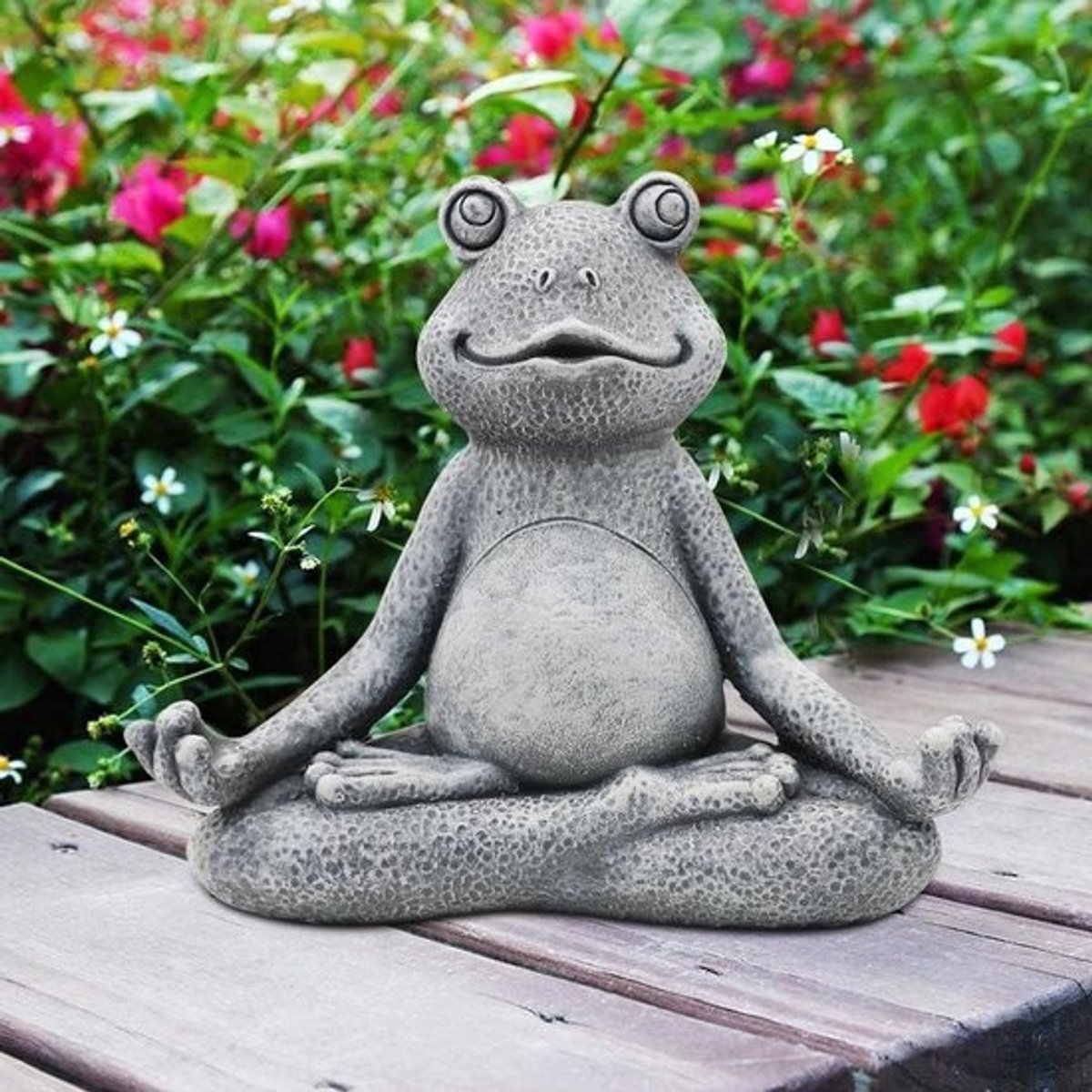 Meditatie Kikker Tuindecoratie - Grijze Yoga Figurant voor Binnen en Buiten | Unieke DIY Tuin Ornamenten