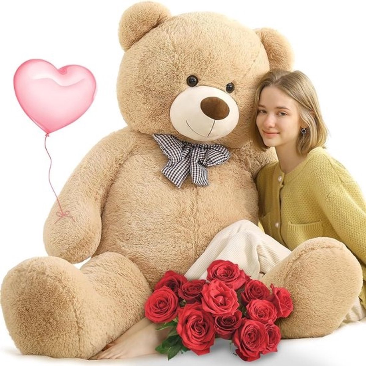 Gigantische Teddybeer 150 cm XXL Lichtbruin Pluche Knuffel Dier Kado