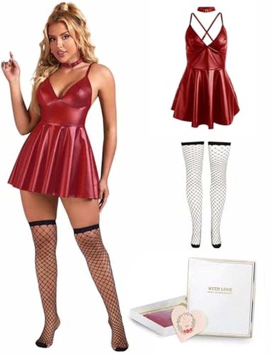 Mini-jurk in kunstleer voor dames – Sexy A-lijn partyjurk en clubwear voor vrouwen in grote maten