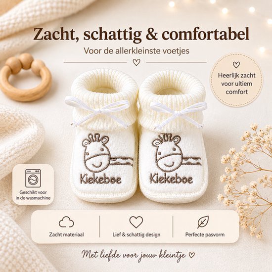 Baby Cadeauset Romper & Babyschoentjes – Kiekeboe Giraffe – Zwangerschapsaankondiging Baby 2027 – Babyshower & Kraamcadeau — afbeelding 3