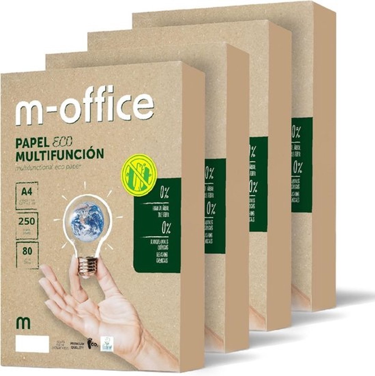 1000 Vellen Gerecycled A4 Papier 80g - 4 Pakken Duurzaam Kopieer- en Printerpapier