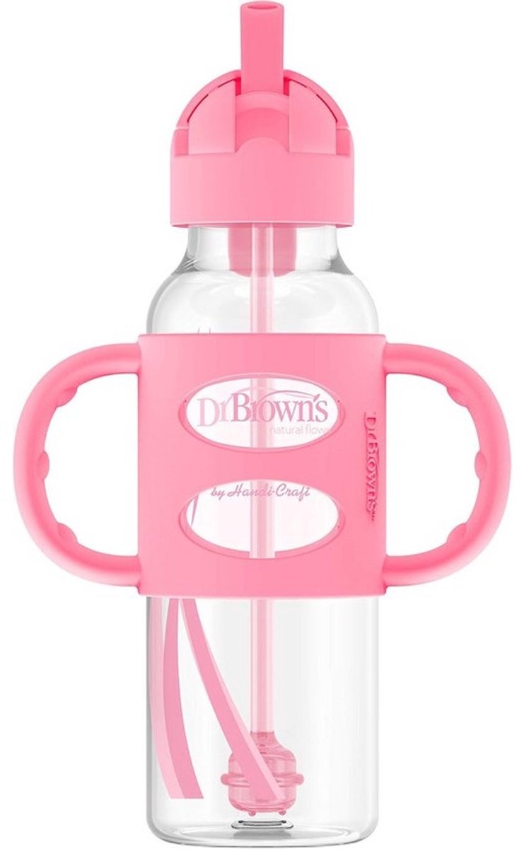 Sippy Straw Bottle met Silikon Kappen voor Kinderen - 8 Ounce - Roze