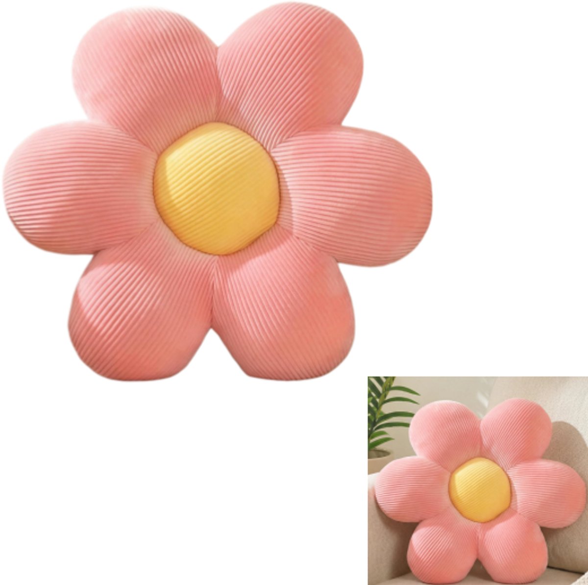 Bloemenkussen - stoelkussen - leuke decoratie - zacht en comfortabel - geschikt voor bedden, banken en vloeren - unisex - 40 cm - roze