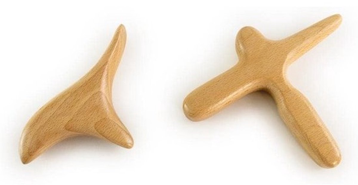 Houttherapie Set - Podal Massage - Voetreflex Stimulatie - Natuurlijk Grenen Lotus - 28 x 24 x 4 cm