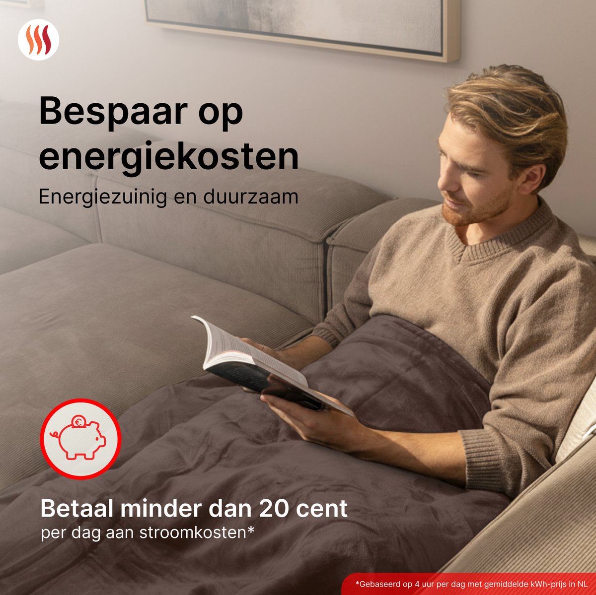 Seranova Elektrische Deken - 160x120 cm - 1 Persoons Warmtedeken - Dubbelzijdig Fleece - Knuffeldeken - Kastanjebruin – foto 2