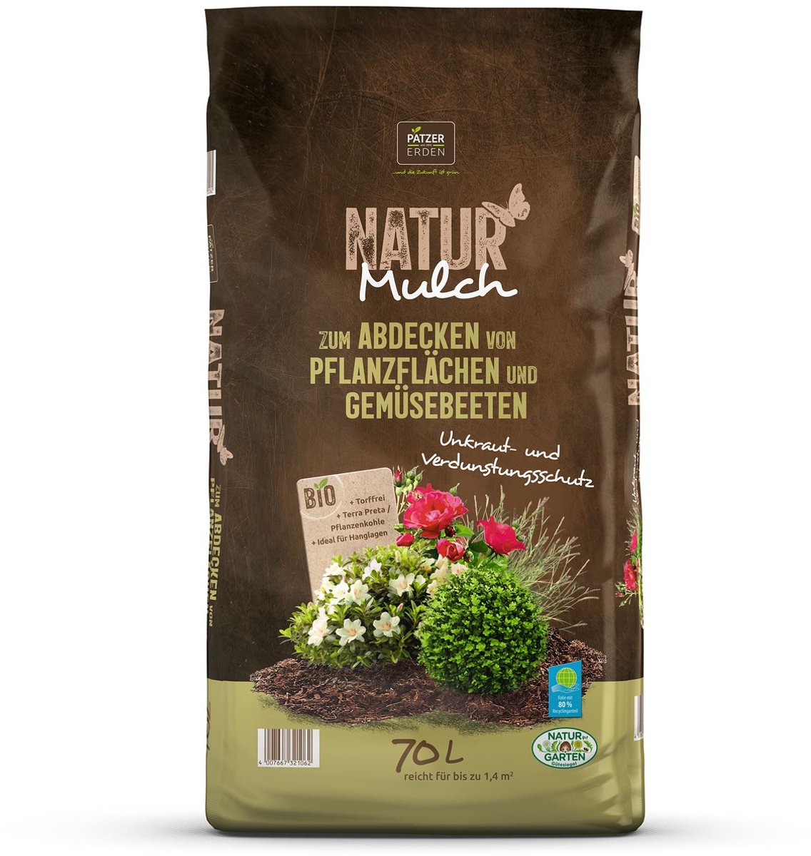 PATZER NATUR Mulch BIO voor Plantvakken Turfvrij - 70 liter