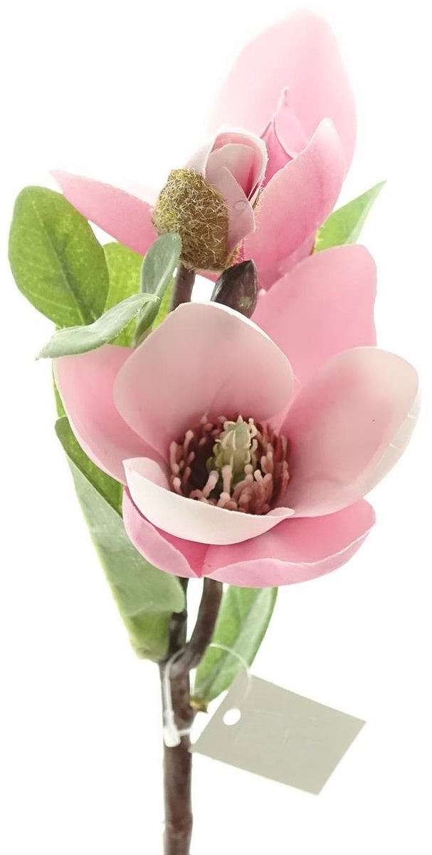 DPI magnolietak pink met 1 bloem en 2 knoppen 36 cm - kunstbloem