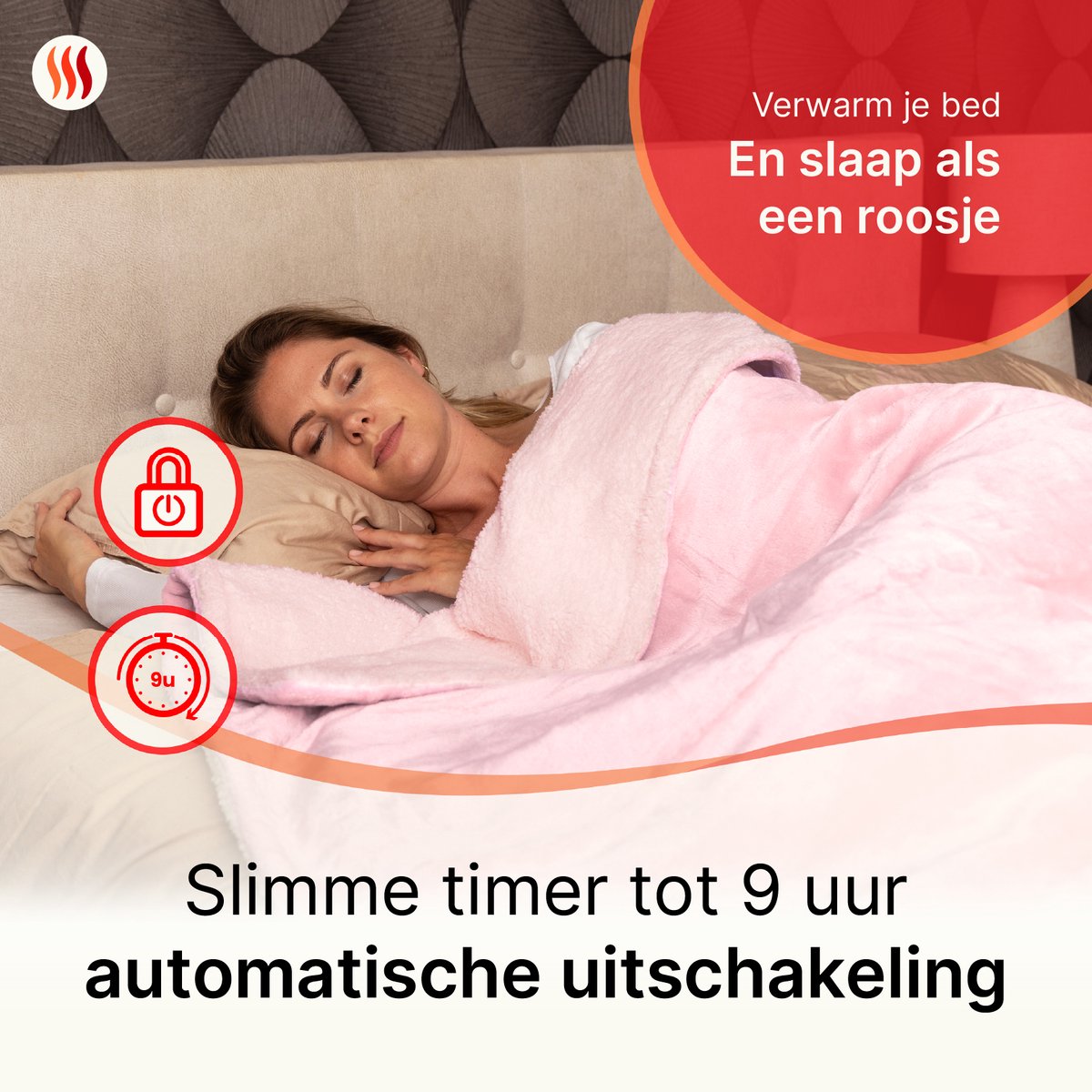 Seranova Elektrische Deken XXL - 180x160 cm - 2 Persoons Bovendeken - Warmtedeken - Dubbelzijdig Fleece Sherpa - Roze – foto 4