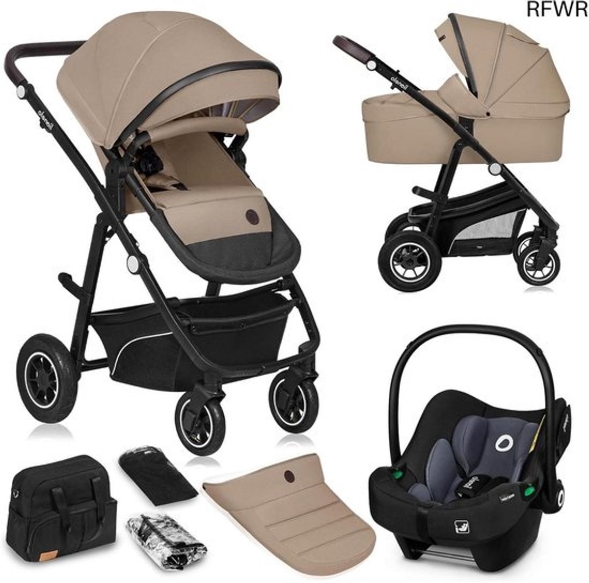3-in-1 Kinderwagen - Combi Kinderwagen Set - Baby Vervoer - ADAC Gecertificeerd - Tot 4 Jaar - Beige